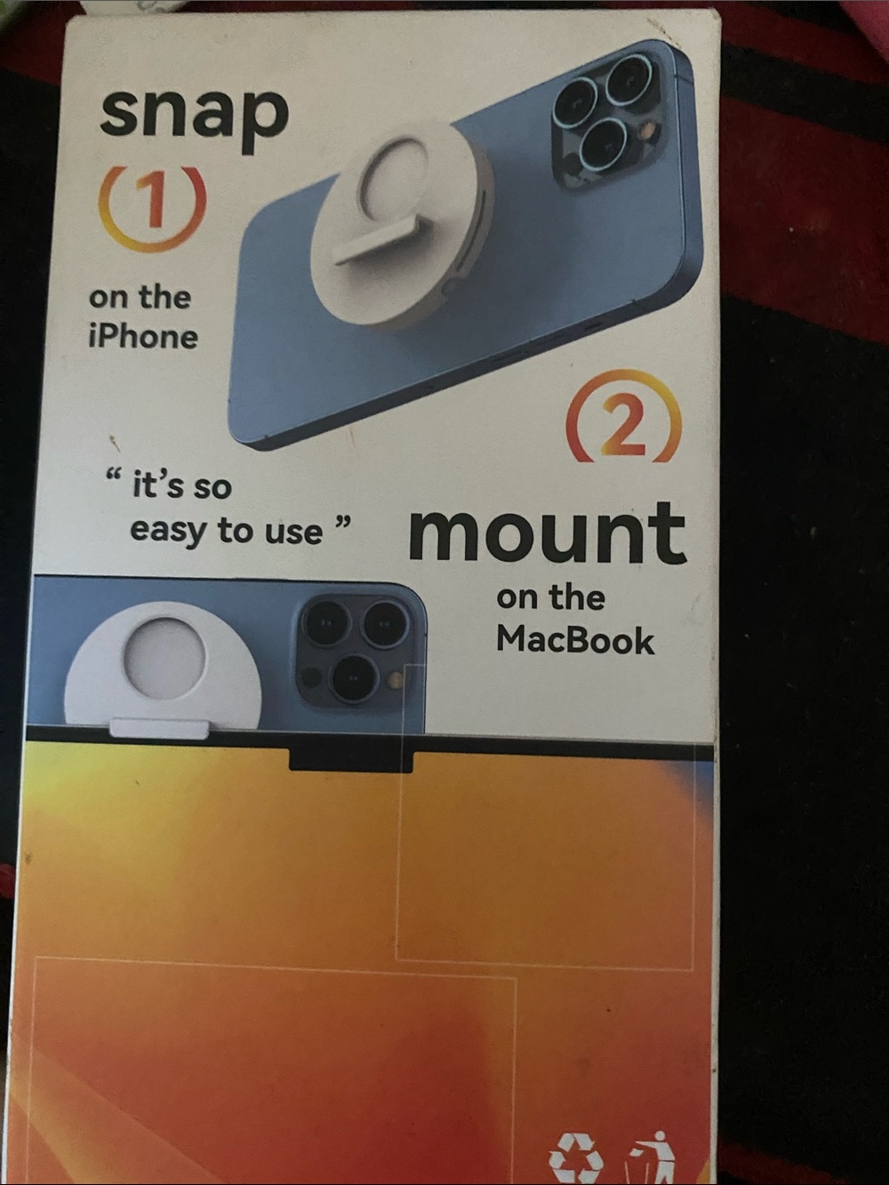 White Snap Phone Mount Clip for iPhone and MacBook